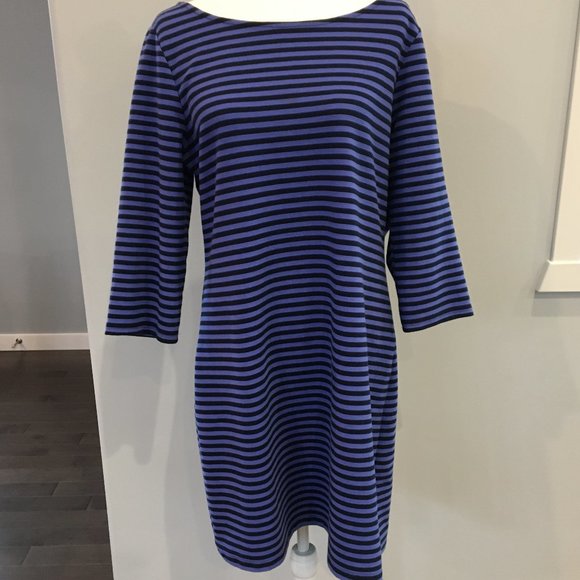 Old Navy ¾ Sleeve Blue & Black Stripe Sheath Dress - Picture 1 of 9